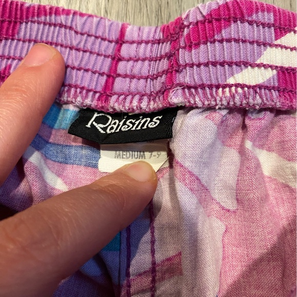 Vintage Raisins Shorts Pink Yellow Pockets Women’s Size 7-9 - Picture 5 of 7